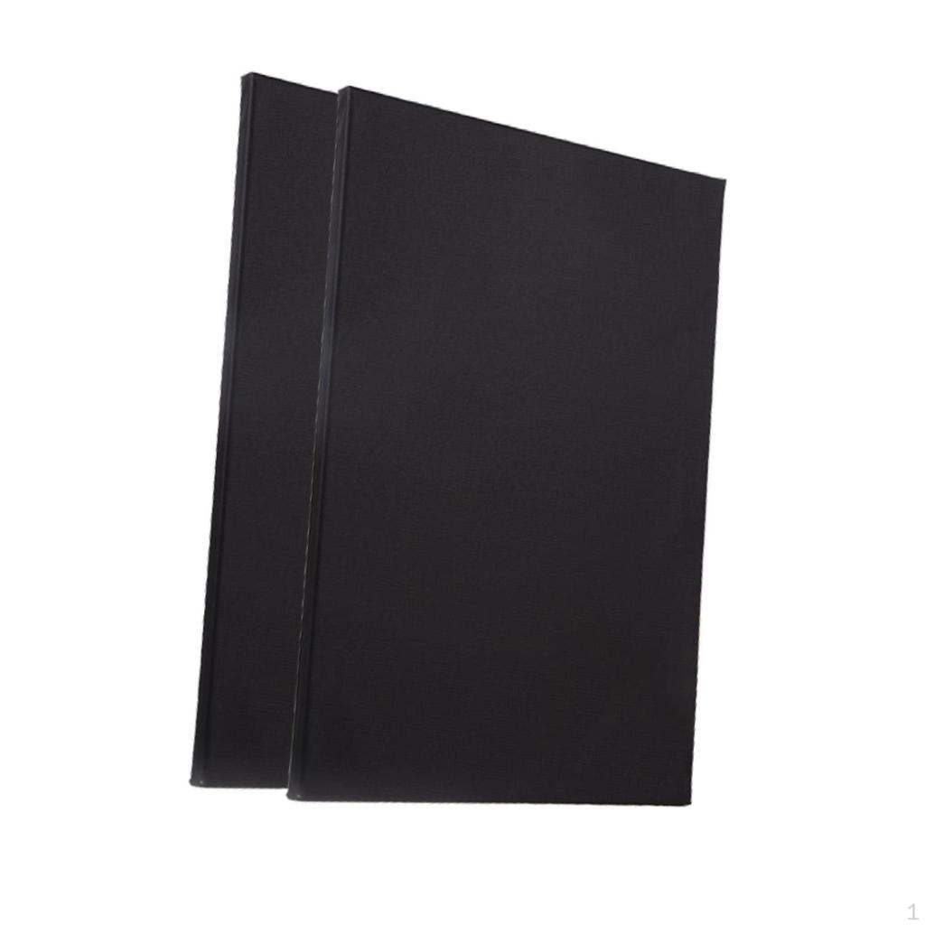 2 Pieces Black Canvas Art Panels with Wooden Frame for Painting