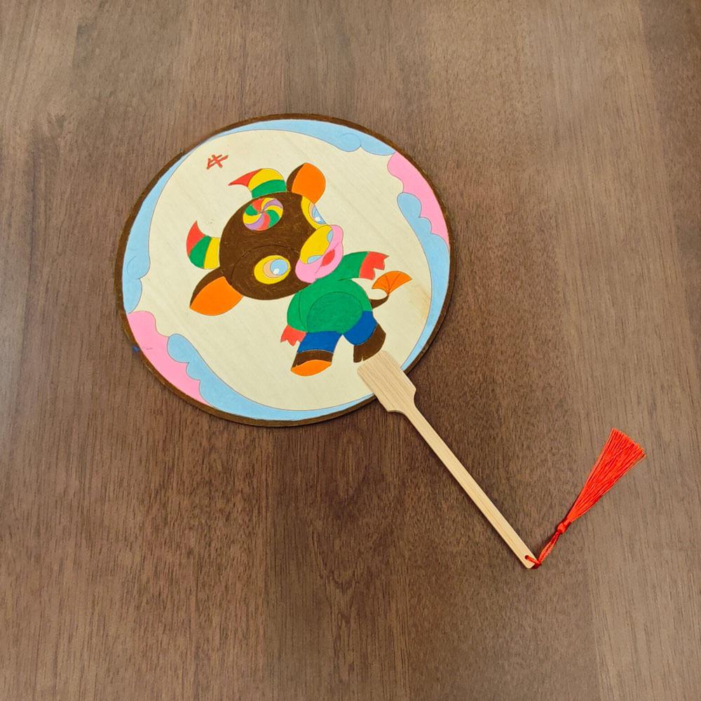 Chinese Zodiac DIY Wooden Fan: Children's Coloring Kit for Creative Parent-Child Interaction