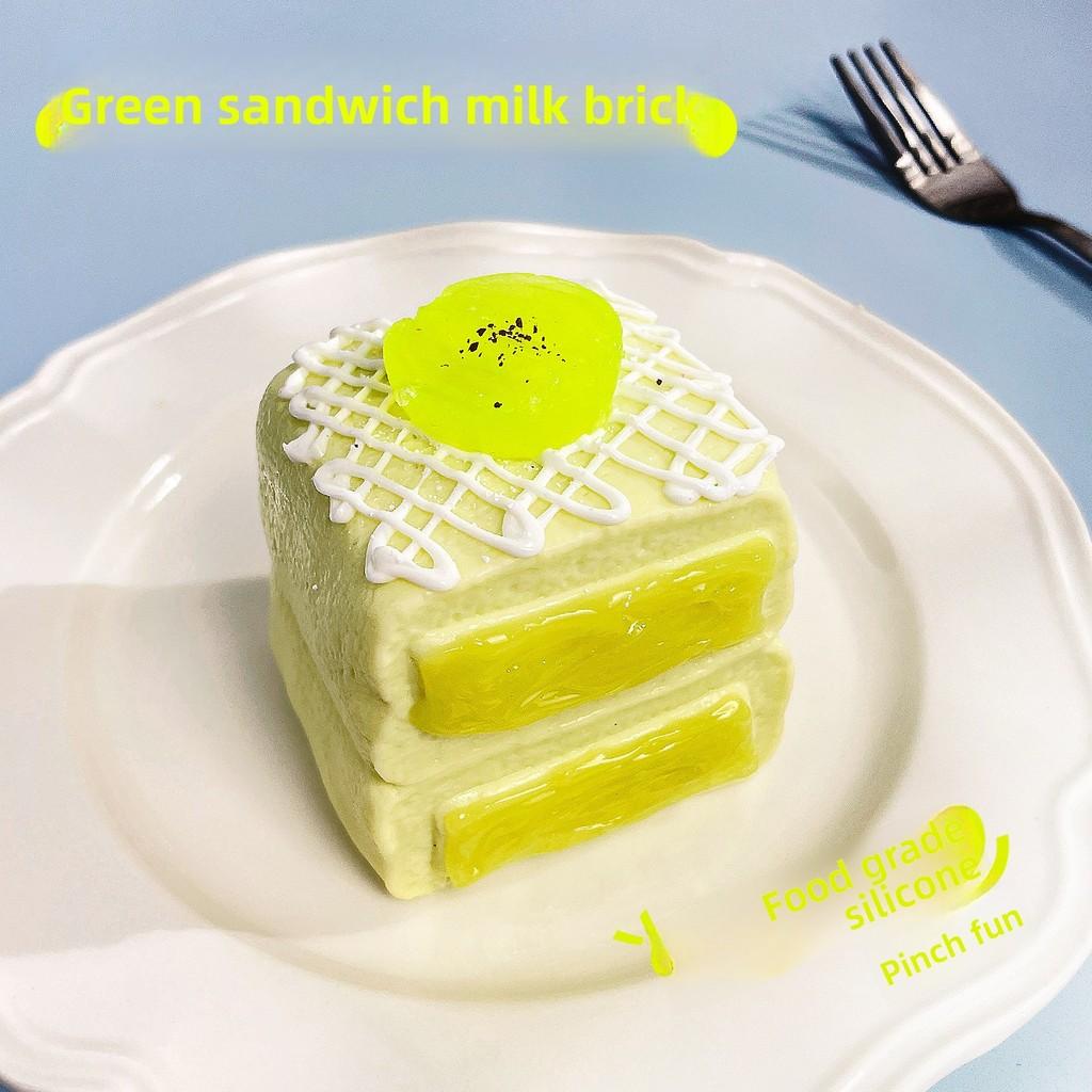 Food Grade Silicone Double Layer Mango Milk Brick Stress Relief Toy For Kids And Teens