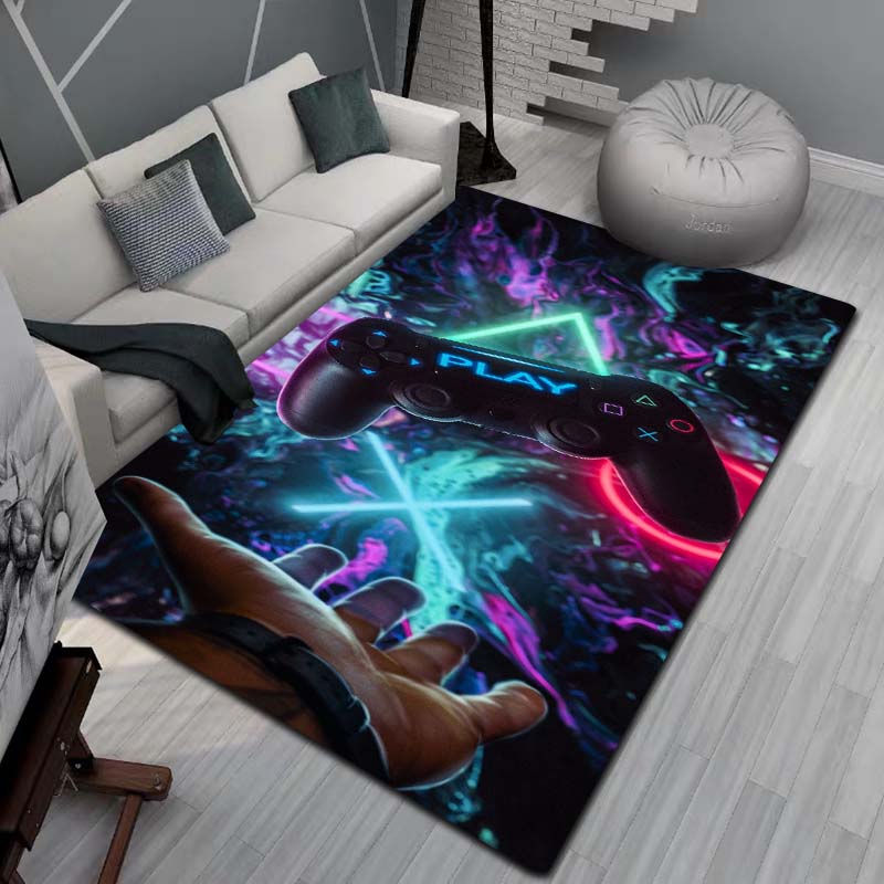 Gaming Teppich für Jungenzimmer Gamer Teppich mit Gamecontroller Teppich für Spielzimmer Esports-Raum und Jungen Spielzimmer-Themen Schlafzimmer Bodenmatte