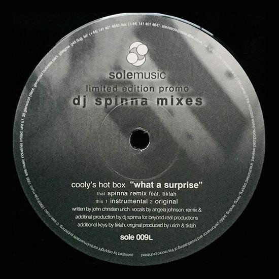 

12inch Record COOLY S HOT BOX - What A Surprise (DJ Spinna Mixes) SOLE009L Sole Music 1999 US Dance & Electronica Used
