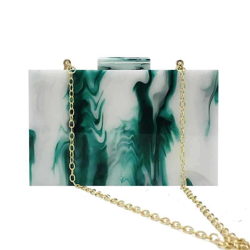

Luxury Brands Acrylic Evening Bags Ink Green Print Handbag Vintage Shoulder Crossbody Bag Party Prom Clutch Purse Women s Wallet Mini(Max Length 20cm)