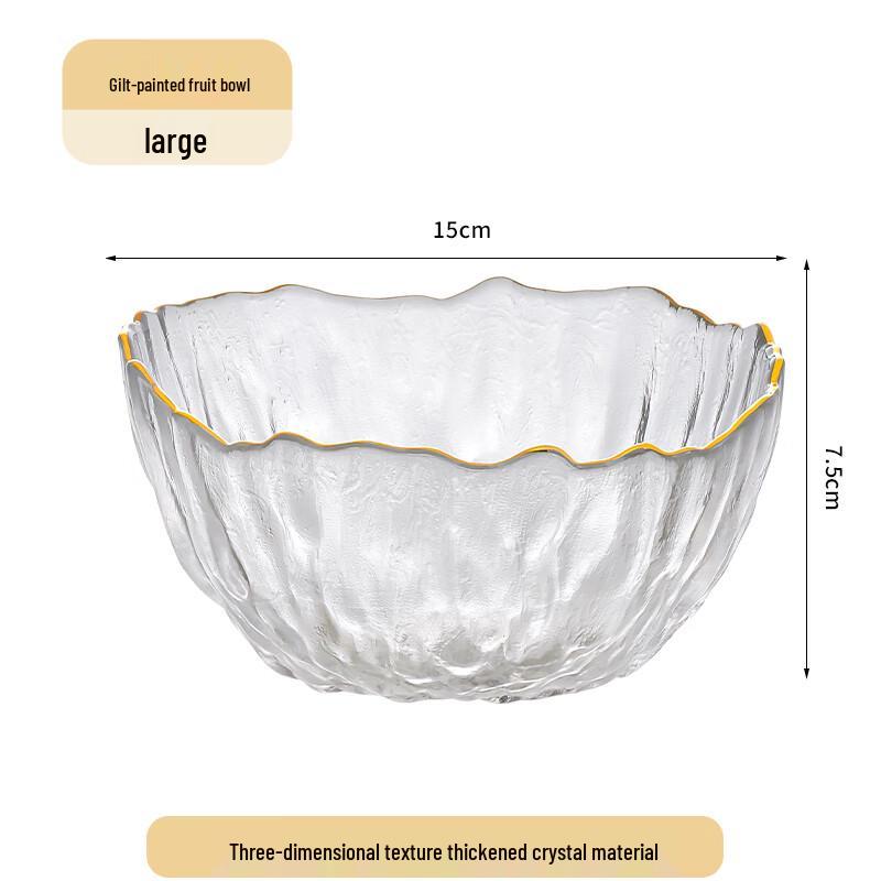 Jingyuheng Luxury European Style Gold-Rimmed Glass Fruit & Snack Serving Plate