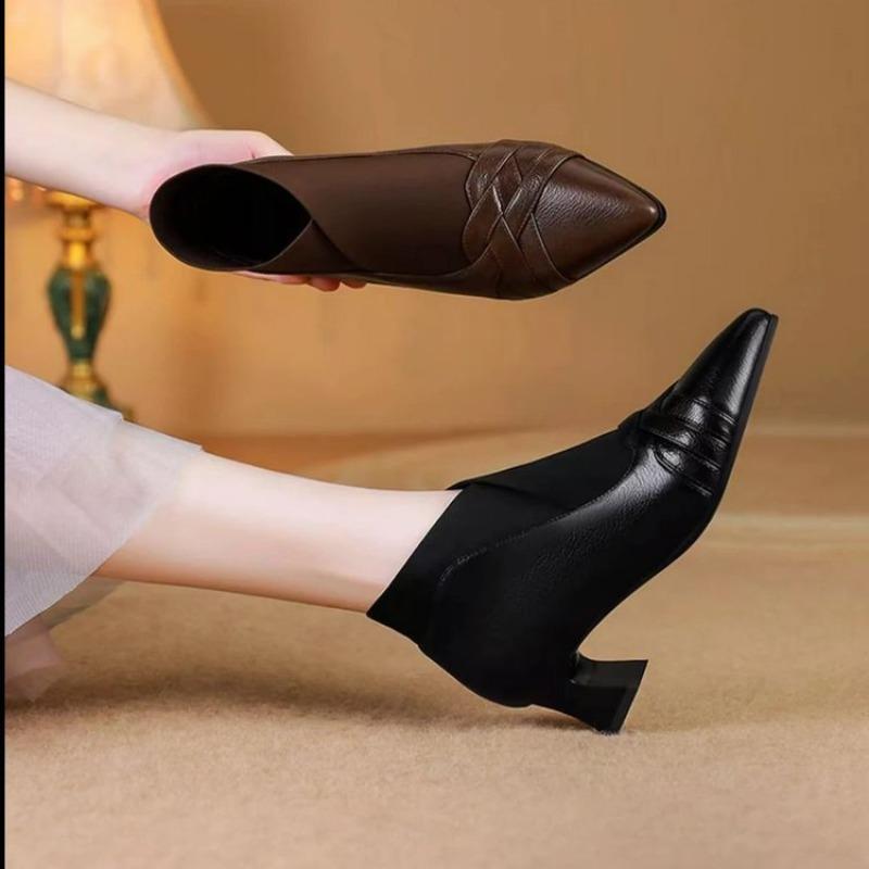 Nowe plisowane botki do kostki, damskie buty na wysokim grubym obcasie i buty w dużych rozmiarach