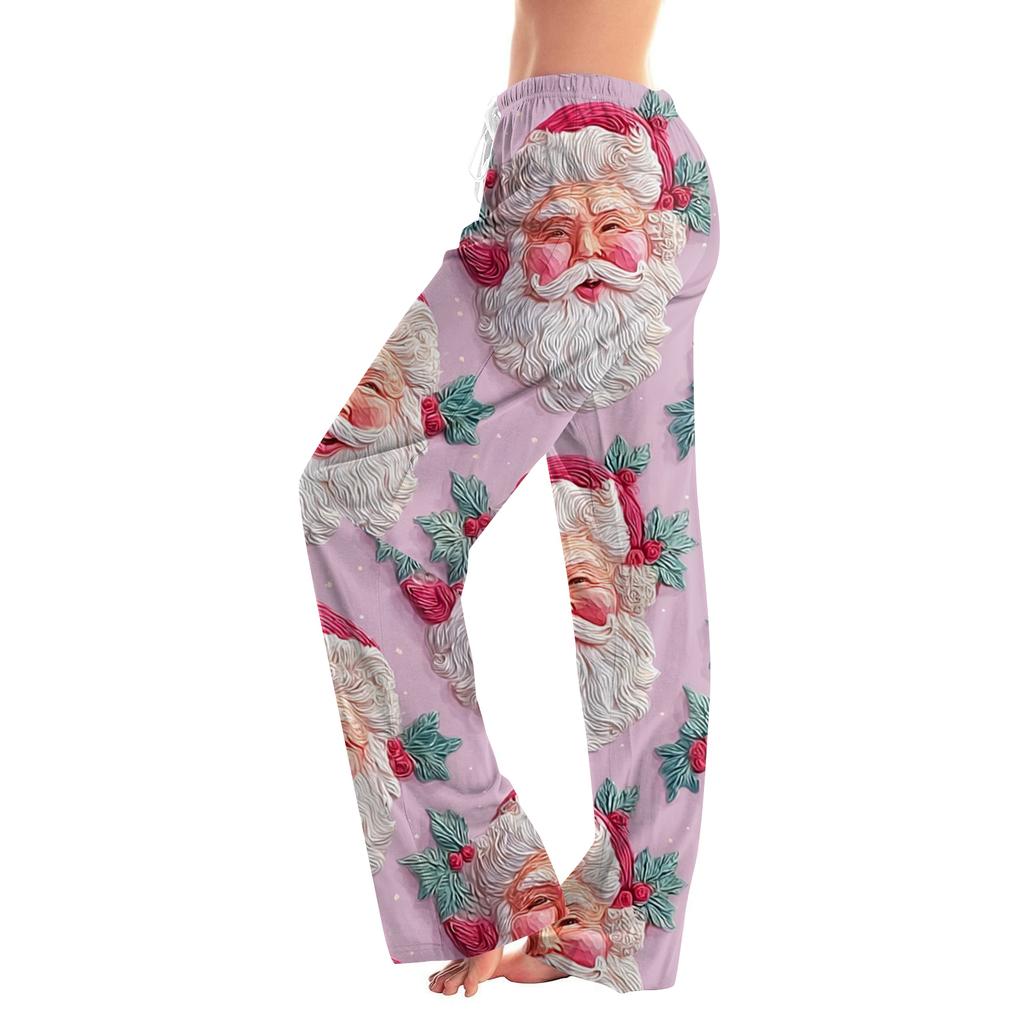 Women's Drawstring Christmas Printed Casual Pants