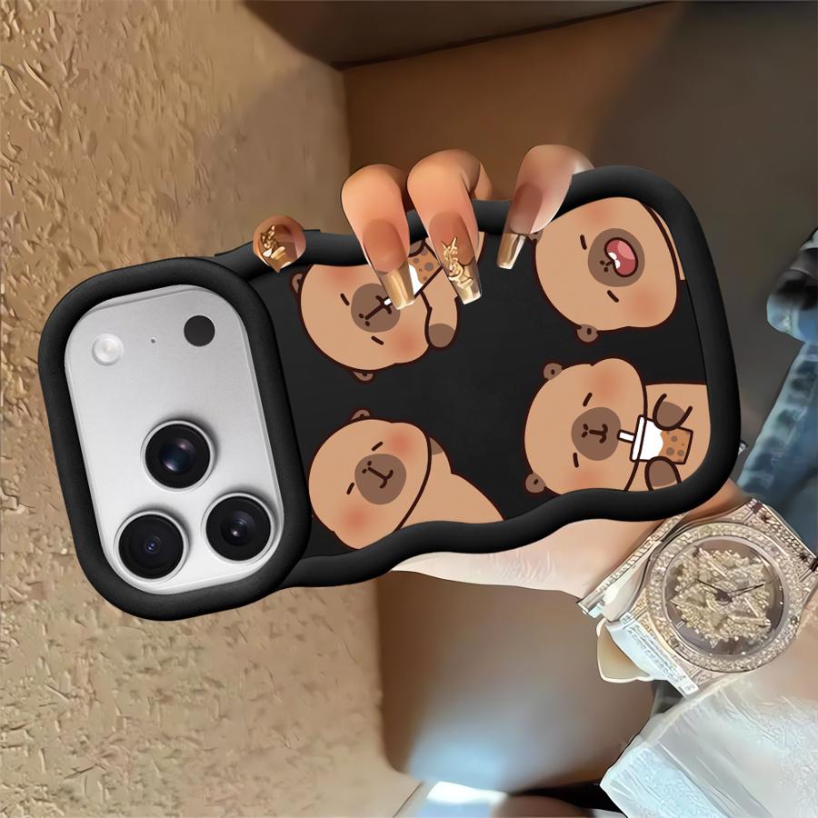 Case for iPhone XR 14 16 Pro Max 12 17 Air 13 11 15 Plus 8 Soft Phone Cover Cute Cartoon Capybara