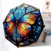 1pc Stained Glass Butterfly Design Automatic Opening Folding Umbrella with 8-Bone Iron Frame - Portable Outdoor for Fans, Travelers, Everyday Use, Fes