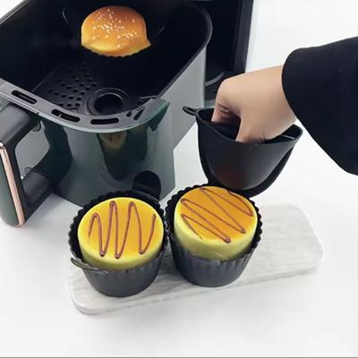 4Pcs Silicone Air Fryer Egg Poacher Thickened Non Stick Cupcake Baking Cup High Temperature Resistant Muffin Cupcake Cup Dessert