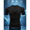 Mens Compression Short Sleeve T-Shirt Black Antler Silhouette Graphic Breathable Quick Dry High Elasticity Gym And Running Athletic Top