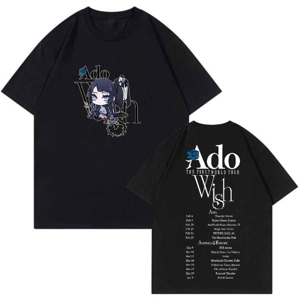 Ado Wish Tour T Shirts Streetwear Vintage Fashion Men Women Short Sleeve Casual Cotton Hip Hop Harajuku Cool Graphic Unisex Tops