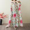 Plus Size Summer Floral Dress Women Hooded Robe Flower Print Loose Vintage Dresses Women's Clothes
