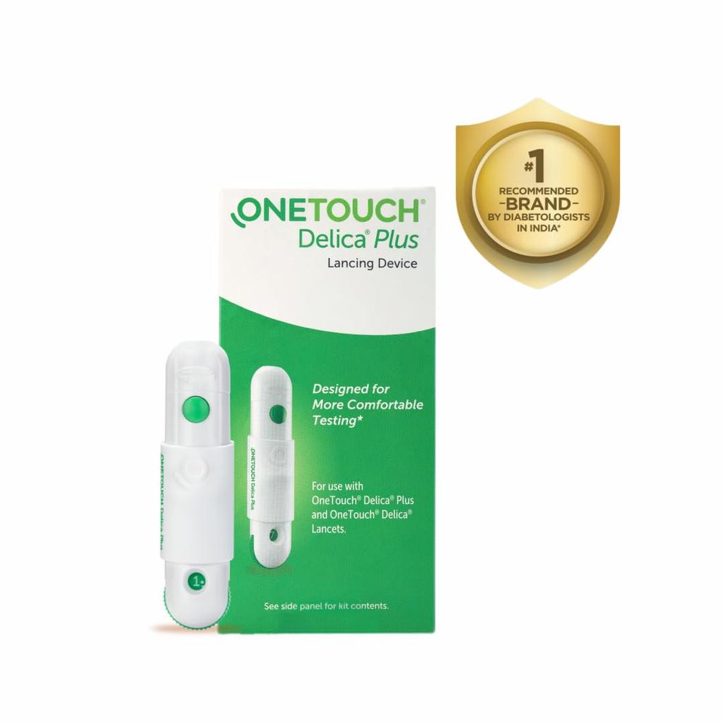 OneTouch Delica Plus Lancing Device|For Blood Glucose Testing|Silicone Coated Fine (30G) Lancets for Comfortable Testing