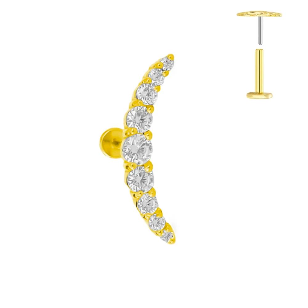 ASTM F136 G23 Titanium Leaf Branch Push In Threadless Labret Piercing 16/18/20G Earring Stud Cartilage Body Jewelry