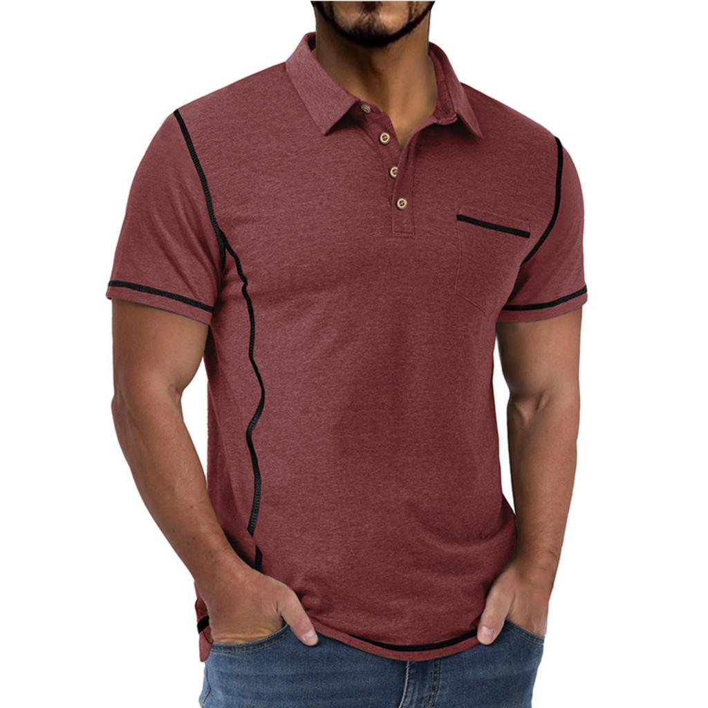 Men's Short Sleeve  Collar T-shirt Casual Lapel Top