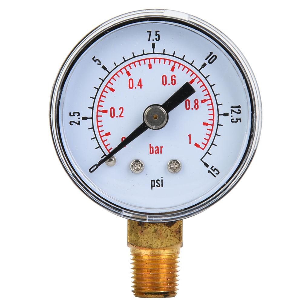 Mechanical Pressure Gauge 1Celsius8inch BSPT Bottom Connection for Oil Water (0-15psi 0-1bar)