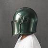 Casque de Chevalier Médiéval Barbuta Vert Acier 18g Armure LARP Cosplay Guerrier à Visière Casque Costume d'Halloween Cadeau
