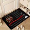 Firefighter Doormat with Axe, Fire Department Maltese Cross Flag Print Non-Slip Rug for Entryway Home Decor