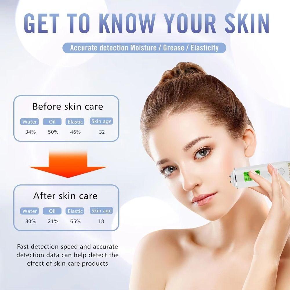 Rechargeable Skin Analyzer LCD Digital Oil Tester Tool Skin Hydration Monitor  Moisture Level Check