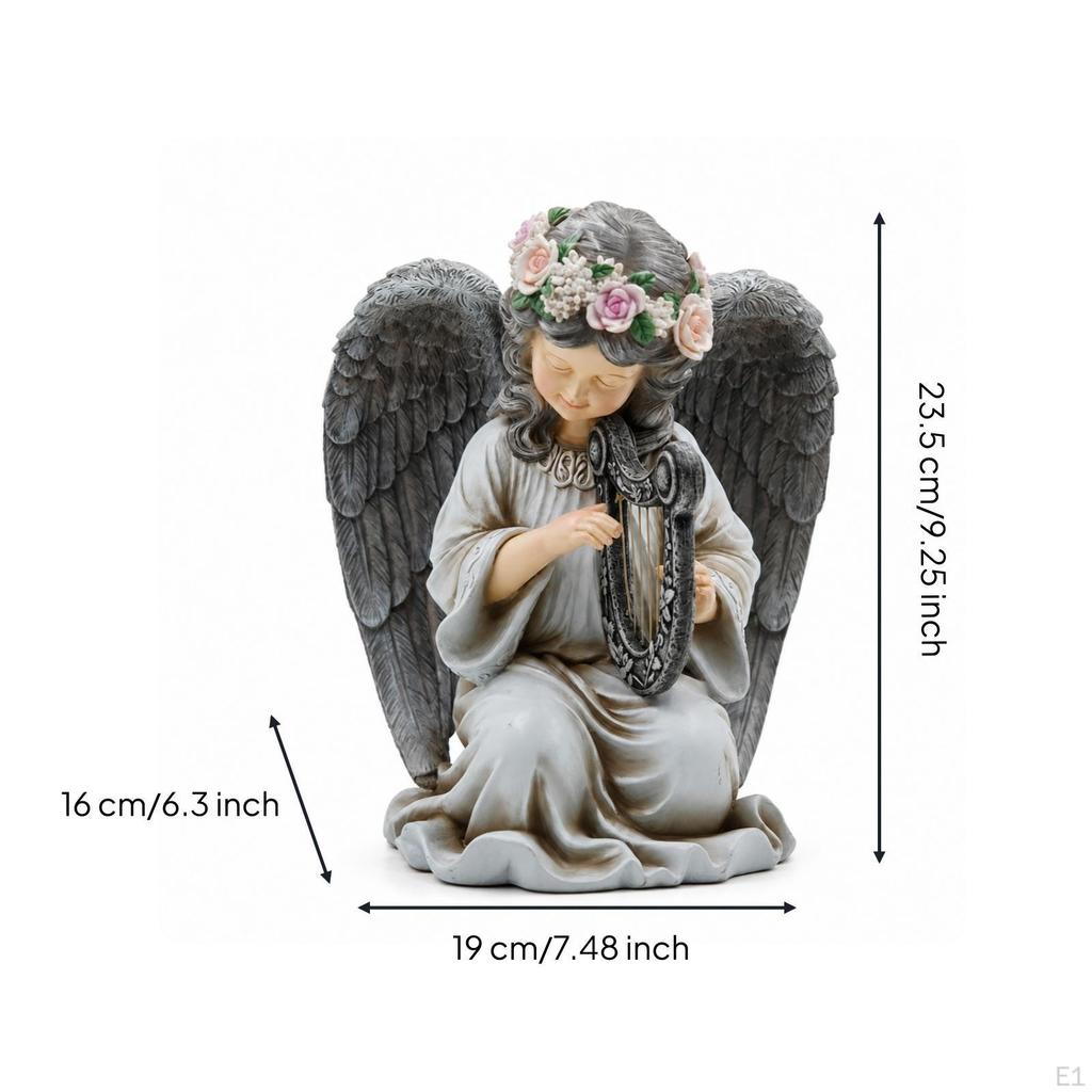 Angel Statue with Solar Light Outdoor Lighted Lawn Ornament for Flower Beds,