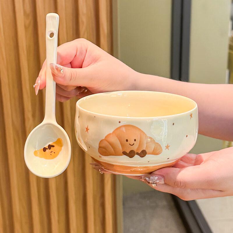 Cartoon Fruit Ceramic Rice Bowl with Spoon