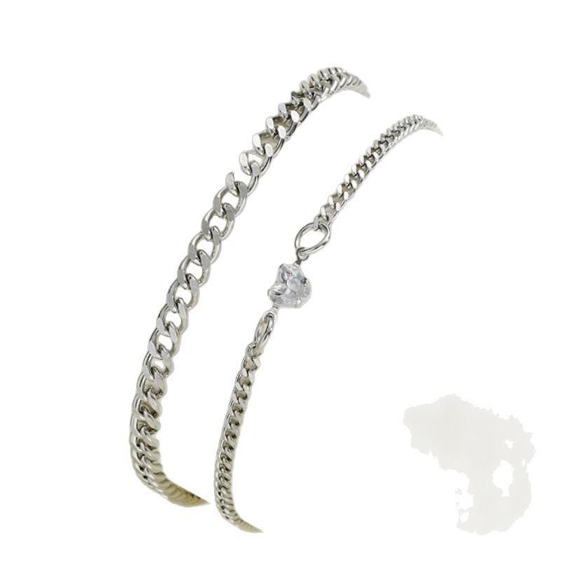New European and American Style Beach Foot Accessories: Gold Chain Heart-shaped Pendant Anklet Set