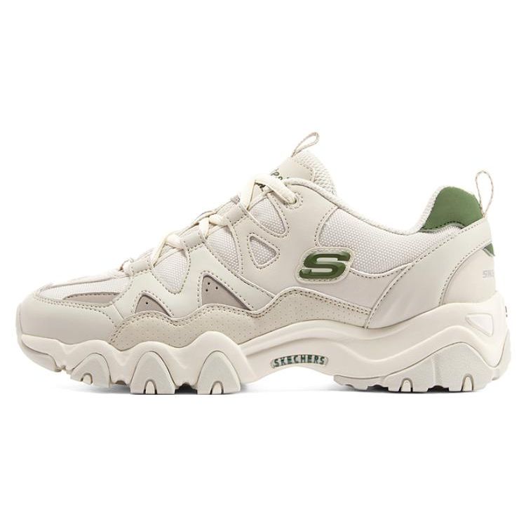 Skechers DLites 2.0 Monster Sweetheart Кожа Ткань Синтетическая кожа Ретро Пэчворк Низкие Папины кроссовки Мужские кроссовки Белый Зеленый 894155-NTOL 40