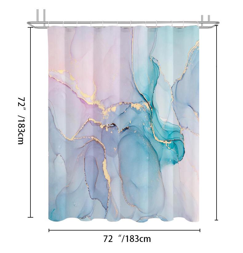 Modern Art Marble Gold Foil Bathroom Set Waterproof Anti Mold Shower Curtain