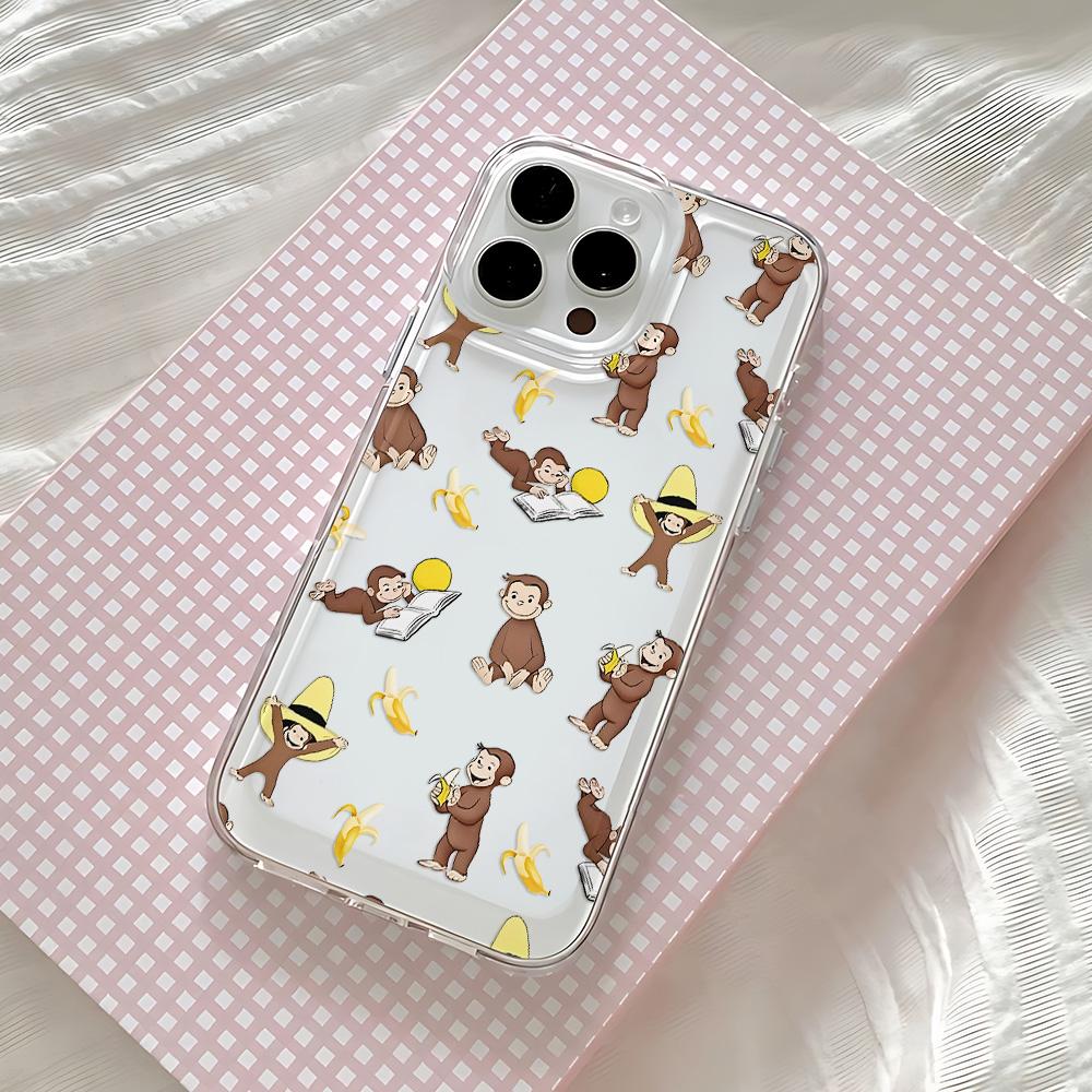 Tongue Sticking Monkey Phone Case For iPhone 17 16 16e 15 14 13 12 11 Mini Pro Max X XR XSMax 8 Air Plus Transparent Back Cover