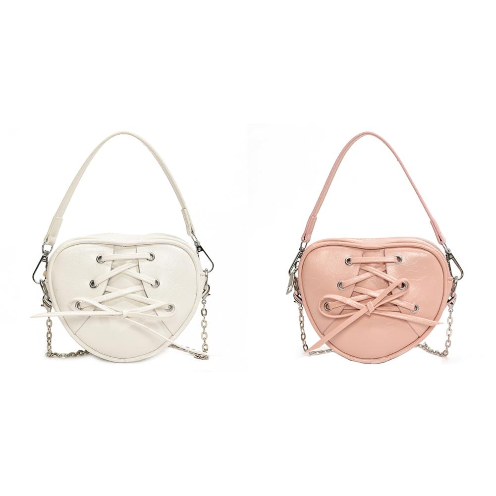 

Women Stylish Crossbody Bag PU Heart Shaped Handbag for Outdoor Travel (White) #