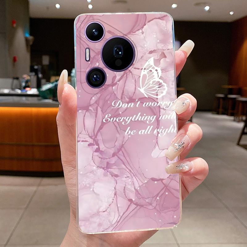 Phone Case For Huawei Pura 70 Pro Plus 70Pro+ 5G Simplicity Luxury Butterfly Flowers Transparent Casing Soft Silicone Back Cover