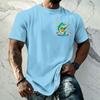 Men's Vintage Textured Print Short Sleeve T Shirt Loose Fit Casual Summer Daily Wear Top with Graphic Fish Design
