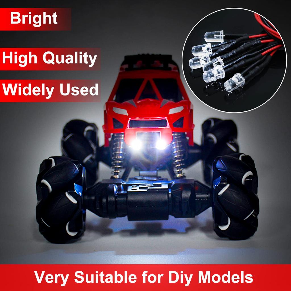 10pcs 5mm Prewired LED Diode 12 Volt Led Light Emitting Diodes Micro Led Lights Diodes for Model Assortment Kit