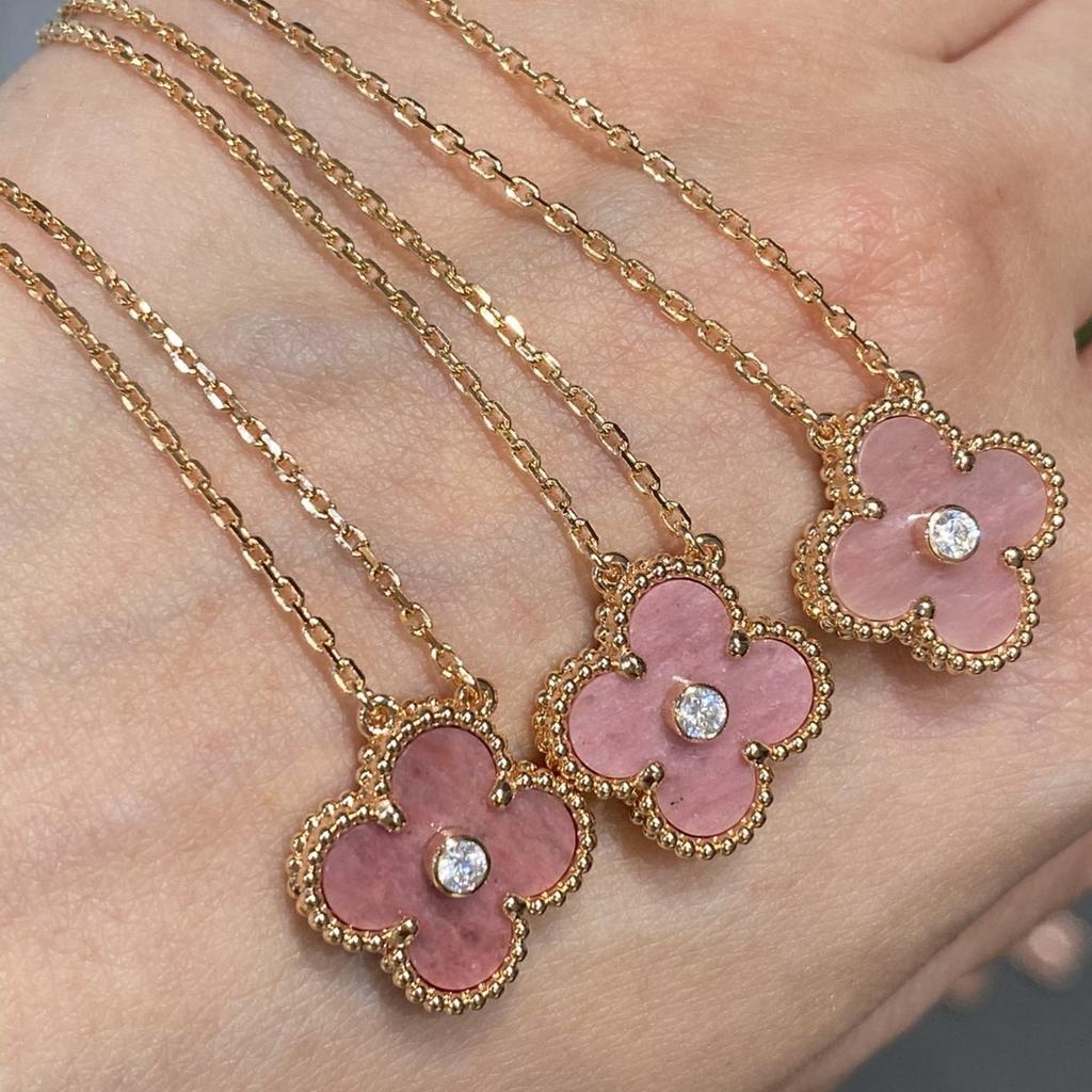 Clover Necklace Plated 18k Rose Gold White Gold Two Tone Laser Diamond Clavicle Chain