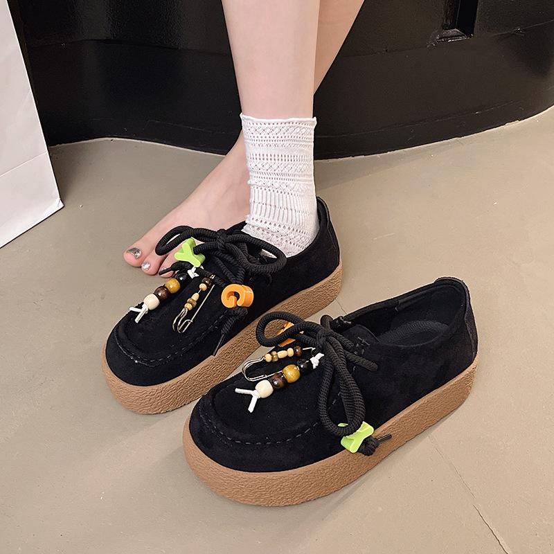 2025 spring new German training shoes platform kangaroo shoes women's spring and autumn retro wind anti-velvet loafers biscuits single shoes women