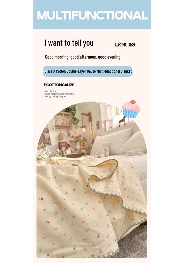 Children's Pure Cotton Double Layer Gauze Summer Blanket & Cooling Quilt