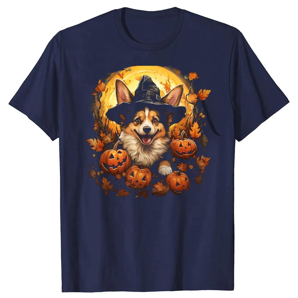 Funny Corgi Cute Halloween Costume for Dog Lover T Shirts Summer Graphic Streetwear Short Sleeve Chirstmas Gifts Tshirt Men