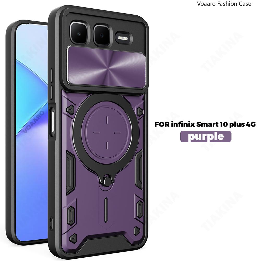 Slide Lens Armor Funda for Infinix Smart 10 Plus 4G Case for Infinix Smart 10 Plus 4G Case Magnetic Ring Stand Holder Cover Capa