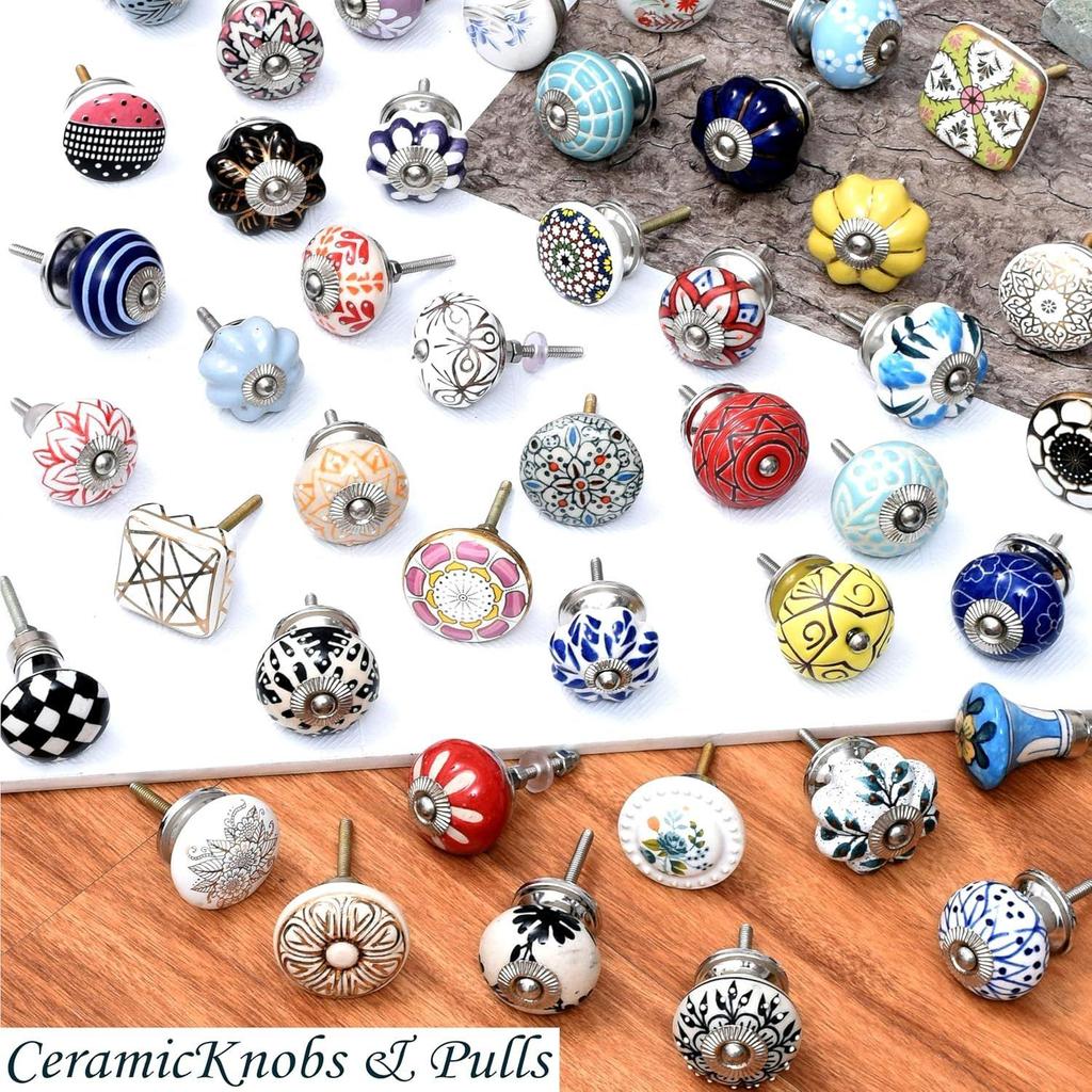 4 Piece Multicolor Squirrel Flat Ceramic Drawer Knobs for Kitchen Cabinet Hardware Door Pulls Decorative Dresser Premium Craftsmanship