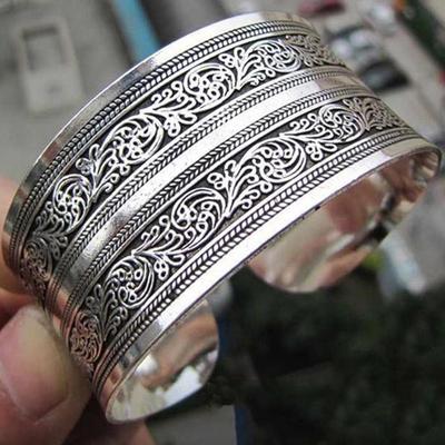 New Hot Bohemia Fashion Retro Tibet Carved Wide Cuff Bracelet