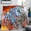 White Tiger Print Flannel Blanket, High quality Comfortable for All Seasons, Home Decor, Warmth and Comfort, Perfect for Christmas Gifts