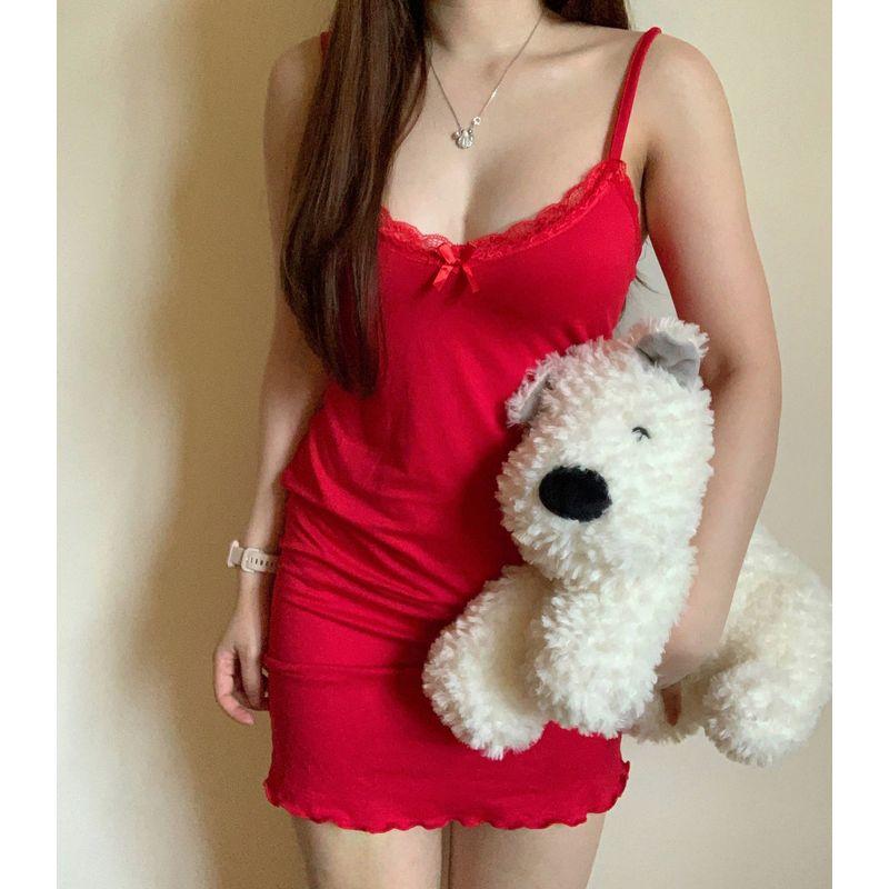 

Экспорт Однослойное Кружевное Кружевное Эластичное Платье-Слинг Домашняя Ночная Сорочка C931 Red L