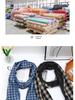 Korean Retro Plaid Cotton Linen Scarf - Double-Sided, Versatile Neck Warmer for Men & Women, Autumn/Winter