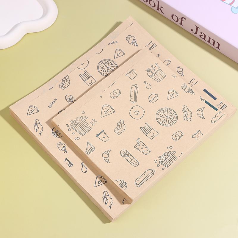 50x Kitchen Oil Proof Paper Bags Kraft Greaseproof Paper Bag Food Wrapping Bag Disposable Packaging Baking Paper Plate Mat