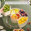 Rotating Veggie Tray Handle Divided Serving Tray Serving Tray with Lid,Portable Snack Spinner, Clear Fridge Organizer Storage