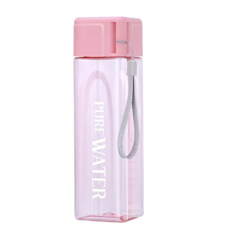500ml Simple Square Water Bottle Personalized Portable Creative Portable Cup Leak Proof Heat-resistant Plastic Sport Bottle