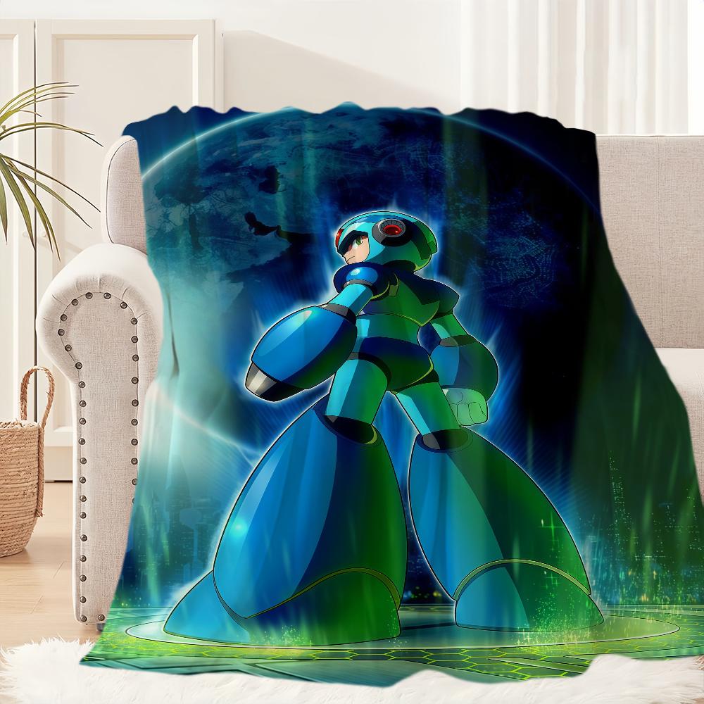 Cool Classic Game M-Mega Man Blanket Blanket for Couch Sofa Travel Home Picni Flannel Blanket Birthday Gift Warm Comfortable