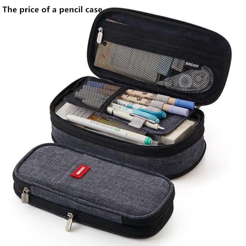 Double-layer Retractable Pencil Case, Large-capacity, Korean and Japanese Style, Macaron Color Block Design, Upgraded Pencil Box.