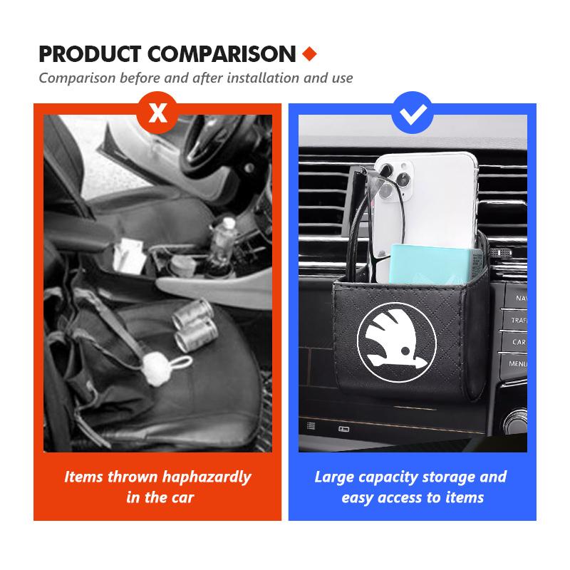 zbfwl3 For Skoda Car Interior Air Vent Storage Box Mini Phone Waste Storage Case Fabia Kamiq Superb Scala Enyaq-iV MK3 VisionS Yeti