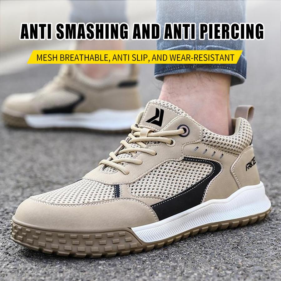 Uomo Donna Scarpe antinfortunistiche con punta in acciaio Pulsante rotante Scarpe da lavoro a prova di foratura Scarpe da sicurezza traspiranti anti-sfondamento Anti-pugnalata