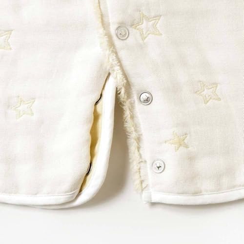10mois (Dimois) Fluffy Gauze (6-Layer Gauze) 2-Way Baby Sleeper with Sleeves, 100% Cotton, Ecru, 58cm Length, For Newborns to 3 Years Old
